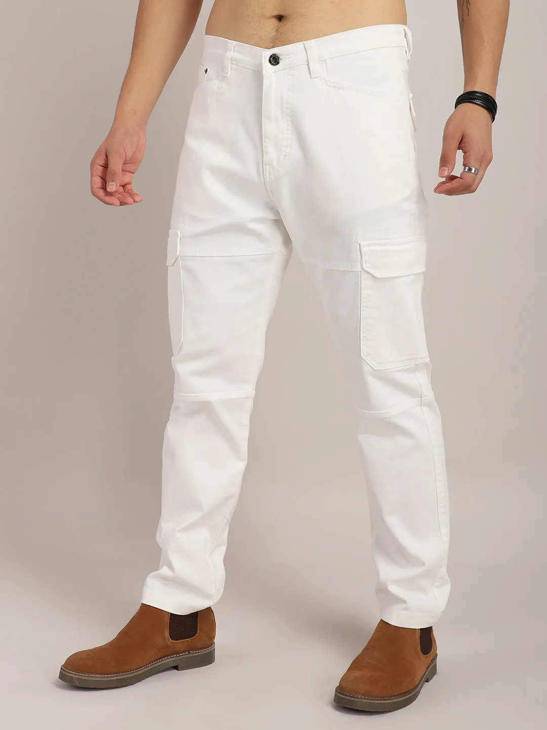 Terminator White Baggy Fit Denim Cargo