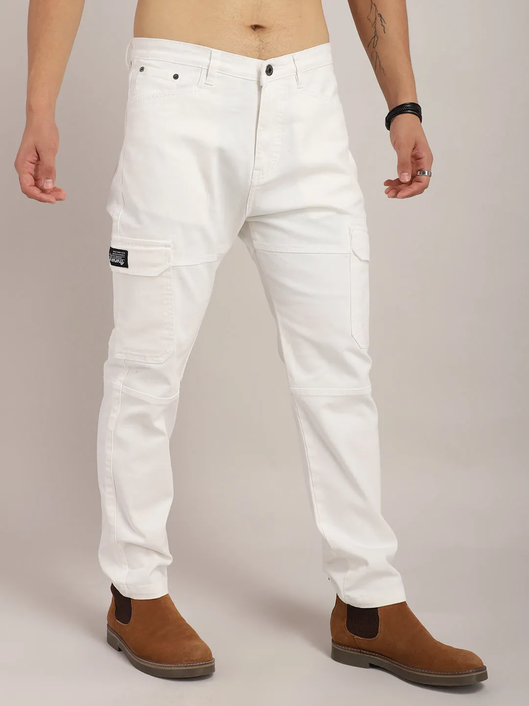 Terminator White Baggy Fit Denim Cargo