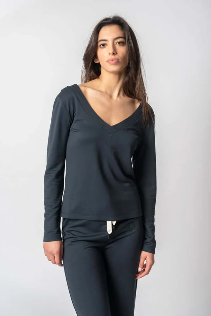 V Neck Long-sleeve Shirt