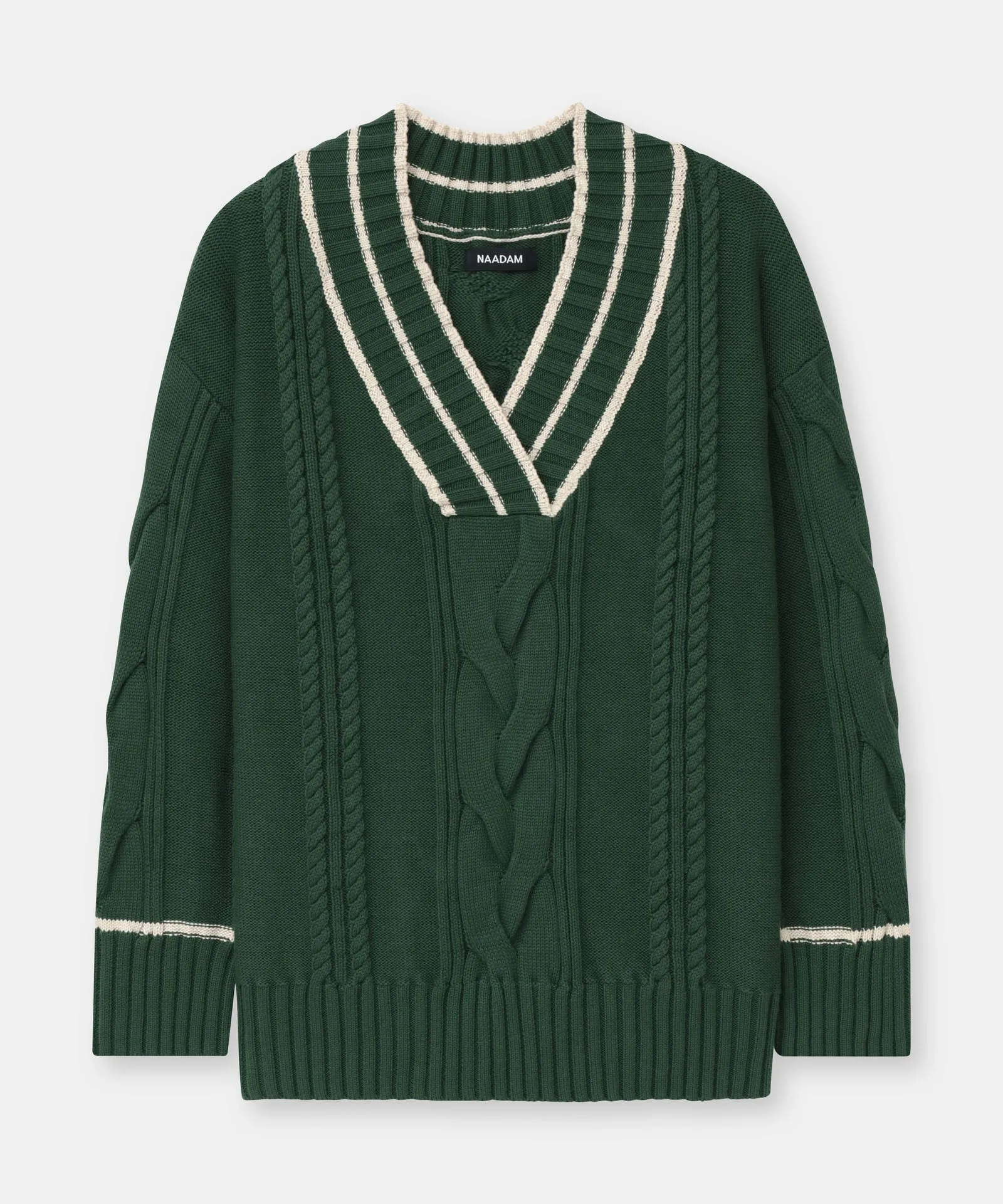 Varsity Cable Knit V-Neck