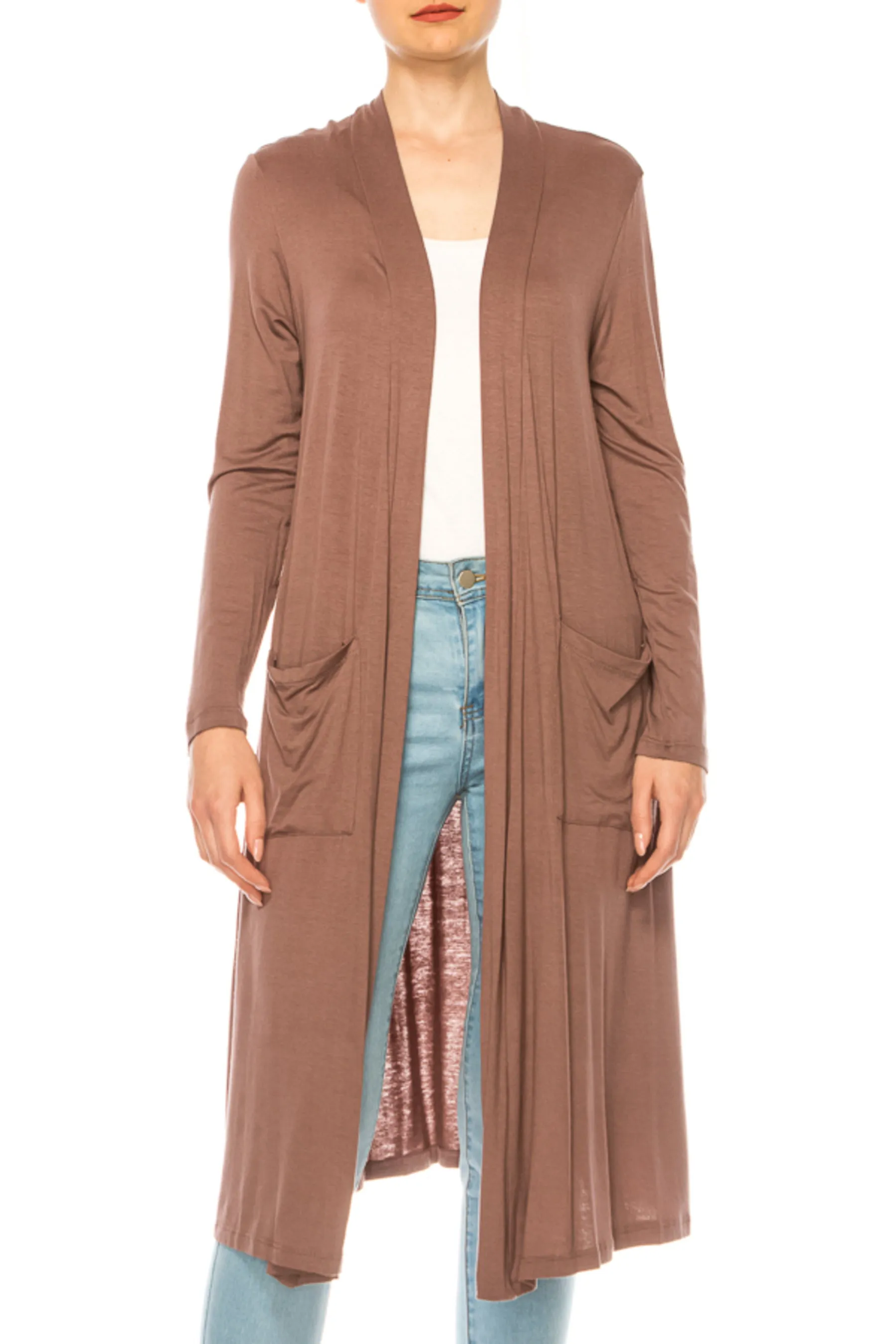 Women's Casual Relexed Fit Side Pockets Long Cardigan