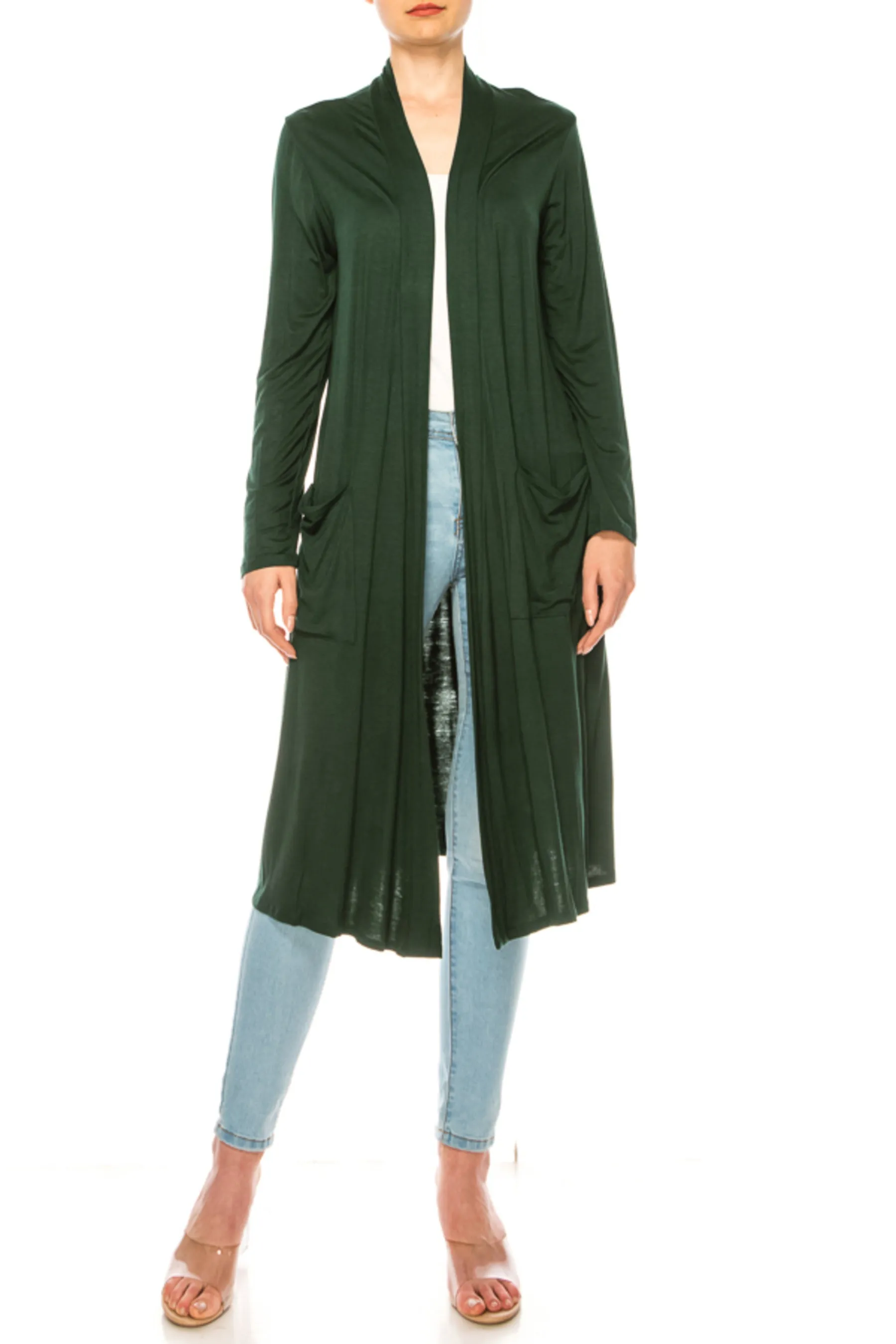 Women's Casual Relexed Fit Side Pockets Long Cardigan