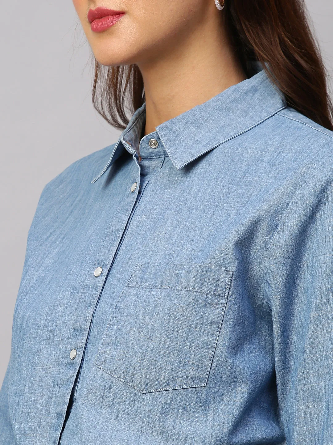 Women's Denim Cotton Regular Fit Blouse