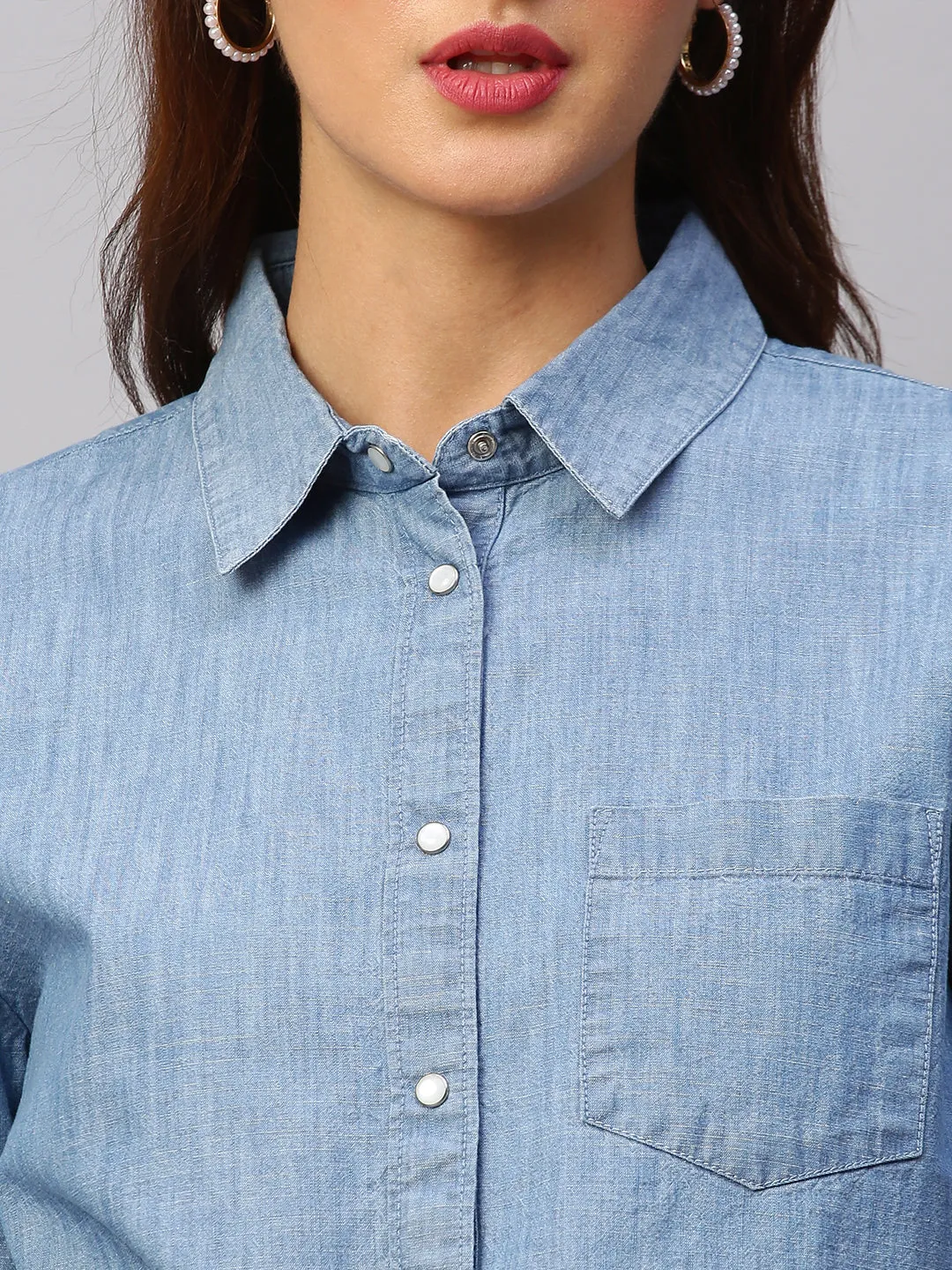 Women's Denim Cotton Regular Fit Blouse