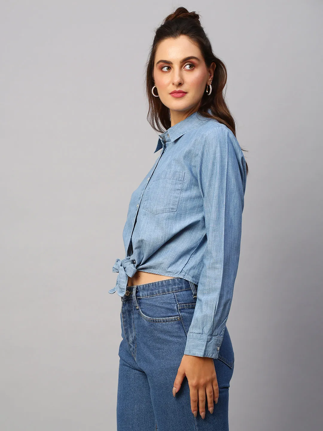 Women's Denim Cotton Regular Fit Blouse