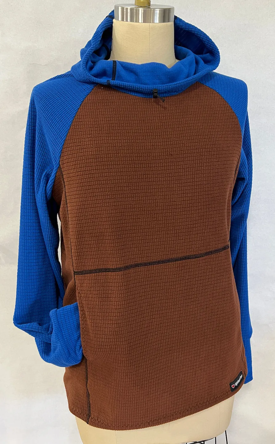 Women's Fleece Hoodie -  Brown w/ Blue sleeves & hood