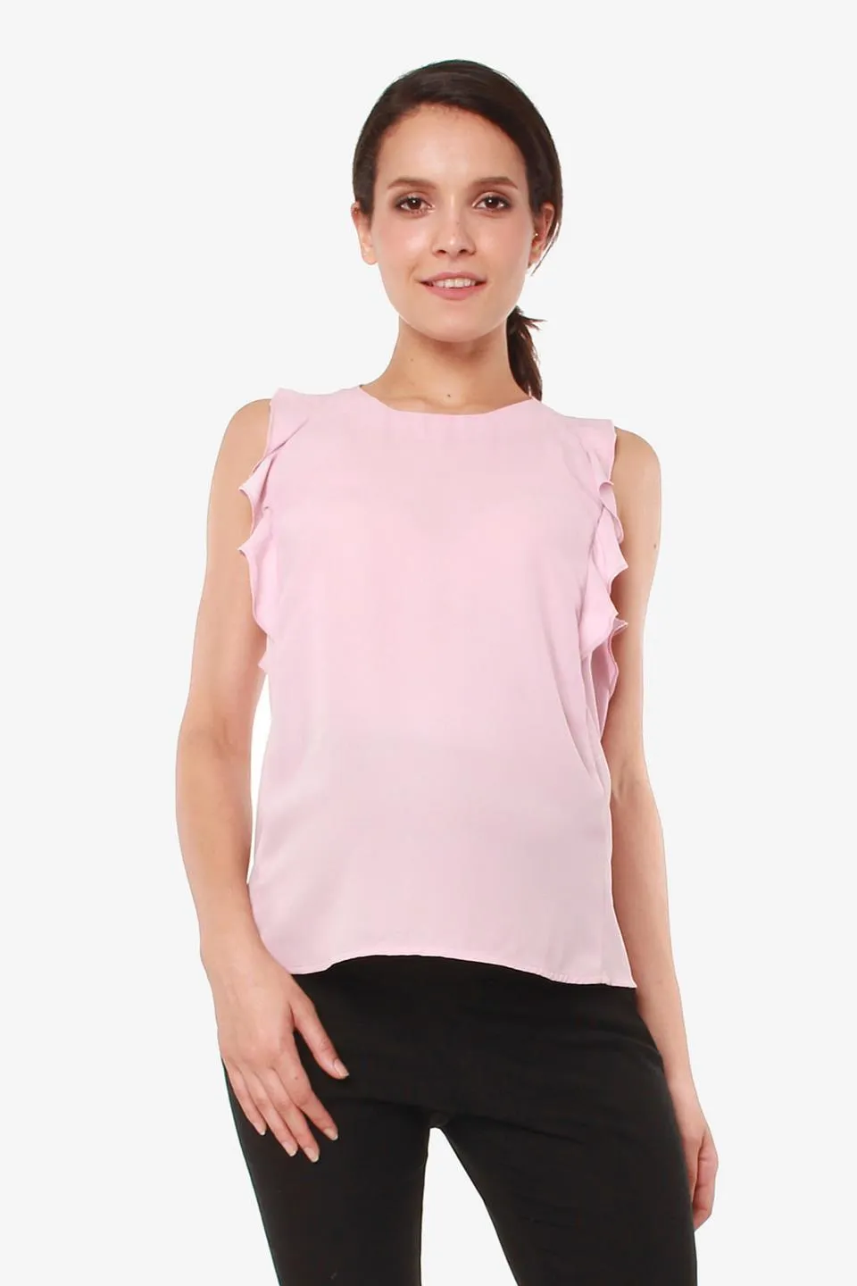 Woven Flutter Sleeve Clarity Nursing Top Dusty Pink